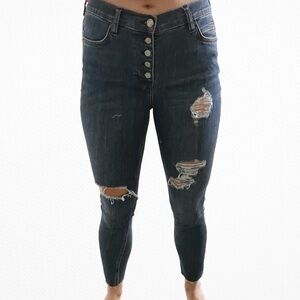 FREE PEOPLE, skinny ripped blue jeans, size 28